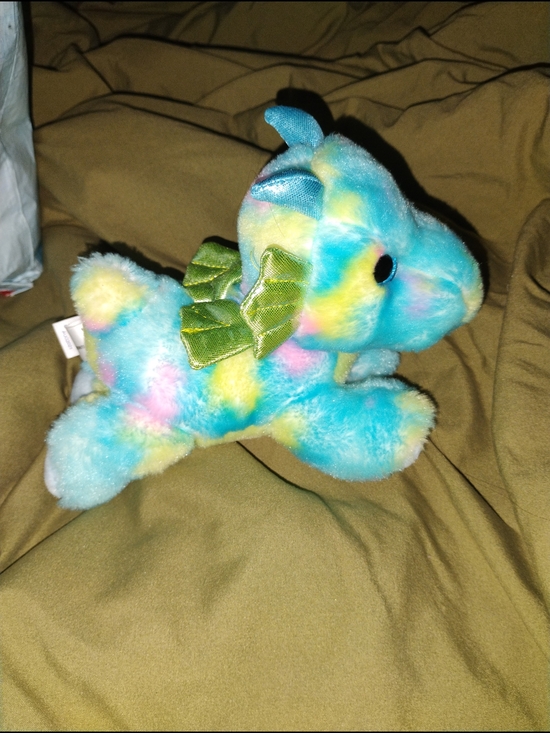 Aurora Other - 2021 Plush Rainbow Blue Dragon Stuffed Animal with Green Wings
